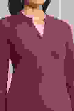 Berry Cotton Straight Kurta Pants Set image number 1