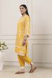Red Floral Lace Work Straight Suit Set image number 3