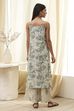 Green Cotton Floral Strappy Straight Kurta Set image number 4