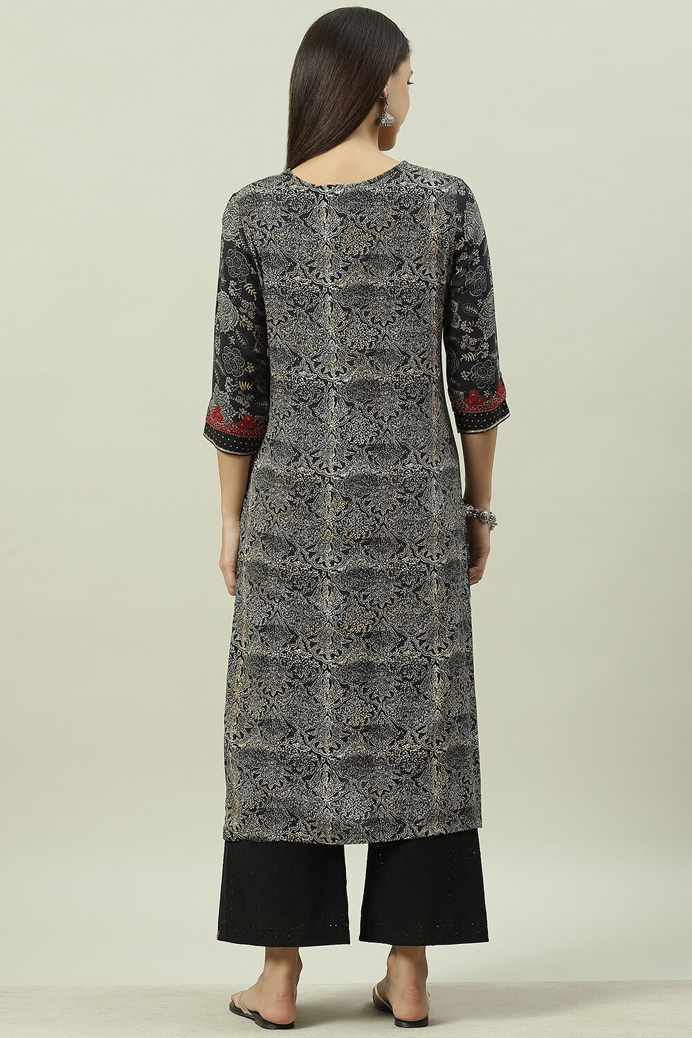 Green Rayon Straight Printed Kurta image number 4