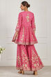 Pink Cotton Floral Embroidered Garara Kurta Set image number 5