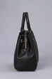 Black PU Solid Structured Handheld Bag image number 4