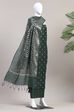 Green Black Poly Cotton Banarasi Unstitched Suit Set image number 4
