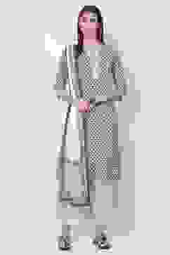 Blue Printed Straight Kurta Palazzo Suit Set image number 0