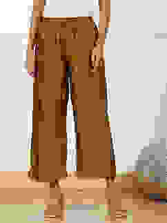 Gold-Toned Solid Mid-Rise Straight Palazzo image number 4