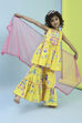Yellow Cotton Peplum Gathered Suit Set image number 6