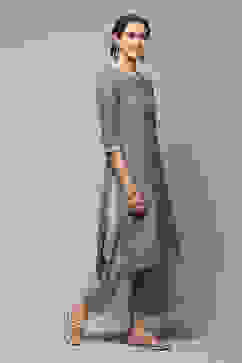 Sap Green Cotton Straight Kurta Palazzo Suit Set image number 5