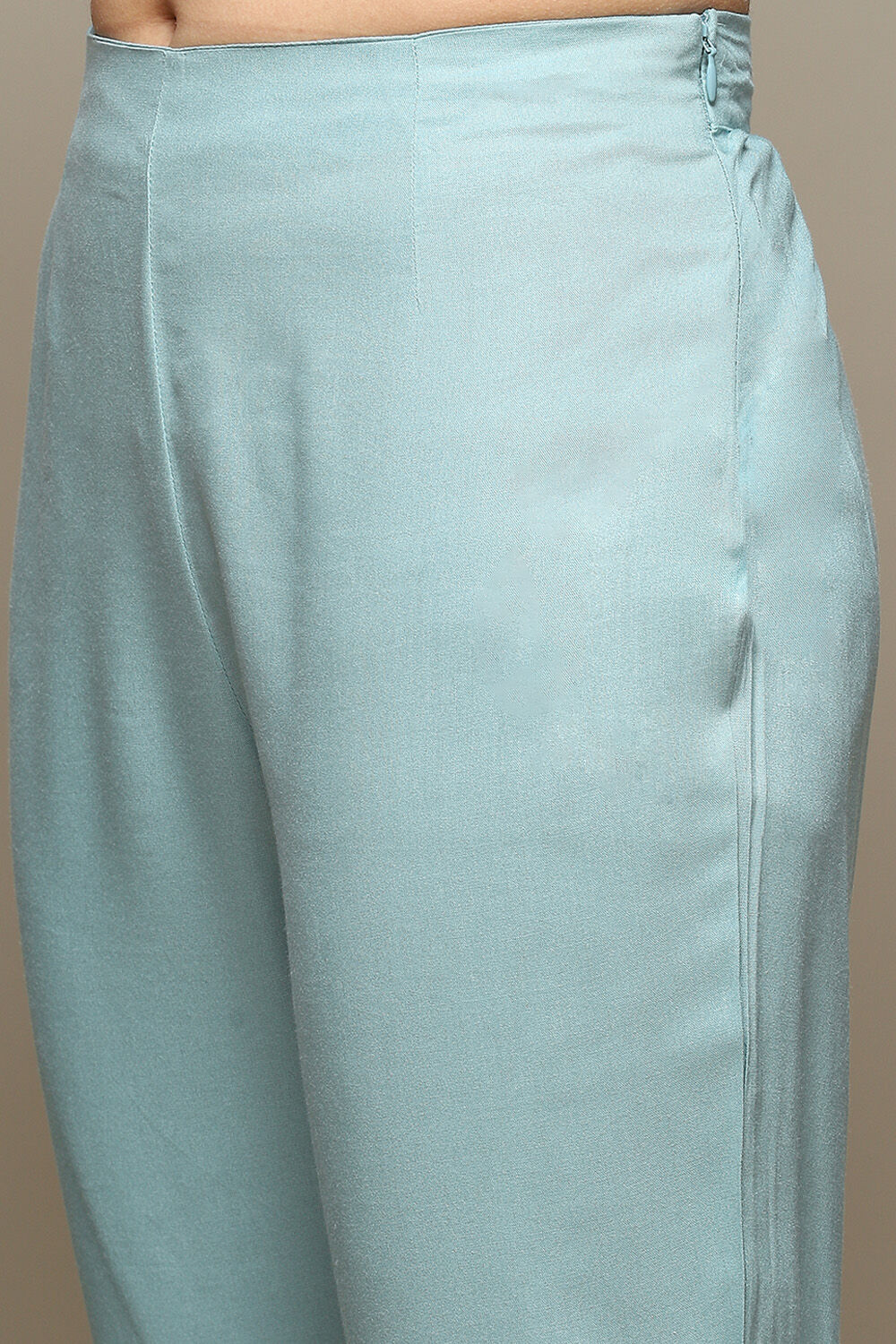Powder Blue Rayon Straight Kurta Pants Suit Set image number 2