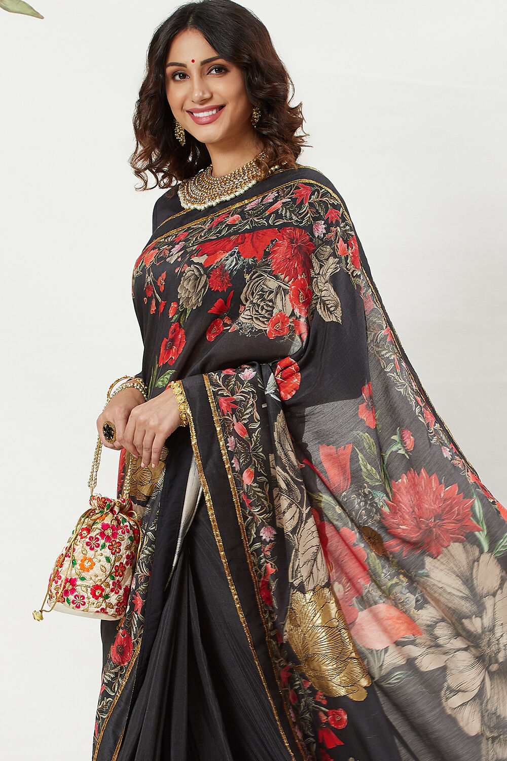 Rohit Bal Off White Cotton Silk Printed Saree image number 4