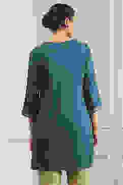 Blue Solid Straight Short Kurta image number 3