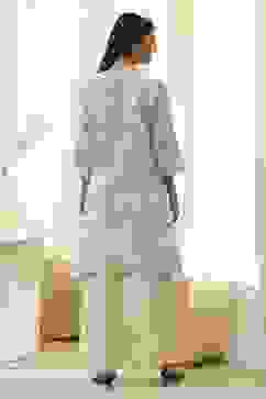 Off-White Cotton Straight Printed Kurta Set image number 4