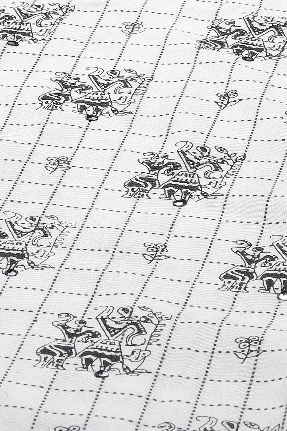 White Cotton Machine Embroidered Unstitched Suit Set image number 1