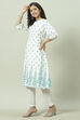 Sky Blue Cotton Straight Kurta image number 2