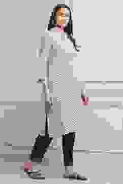 Black-White Viscose Rayon A-Line Kurta Pants Set image number 5