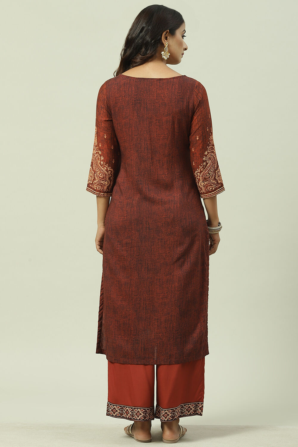 Blue Rayon Straight Printed Kurta image number 4