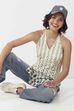 Ivory Cotton Geometric Tie-Up Halter Kurti image number 7