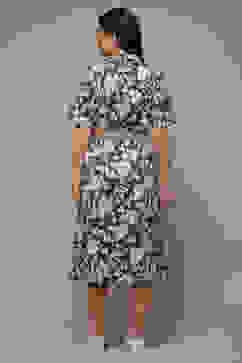 Forest Green Cotton Straight Printed Dress image number 2