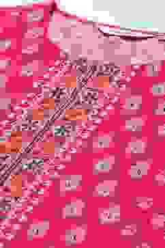 Pink LIVA Straight Printed Kurta image number 1