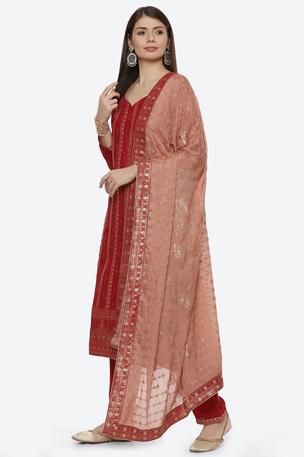 Blue Silk Blend Digital Print Unstitched Suit Set image number 6