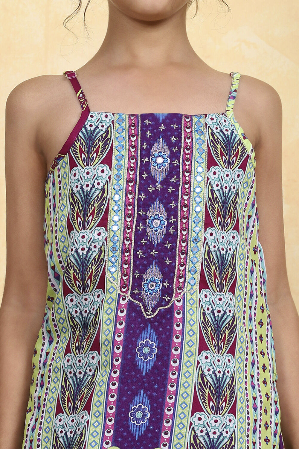 Purple Cotton Printed Straight Sharara Suit Set image number 1