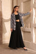 Black Poly Georgette Fitted Embroidered Fusion Set image number 5