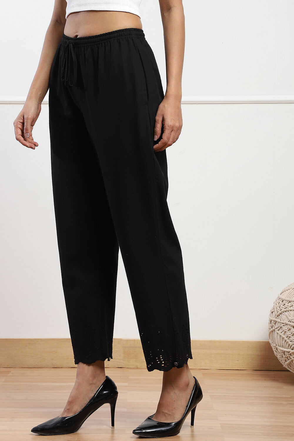 Mustard Cotton Flax Pants image number 2