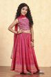 Pink Cotton Printed Fitted Lehenga Set image number 5