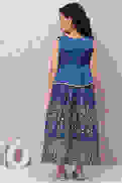 Blue Art Silk Flared Lehenga image number 4