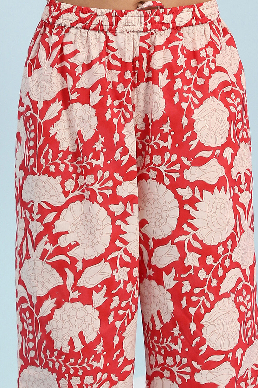 Blush Pink Cotton Printed Gathered Kurta Set image number 6