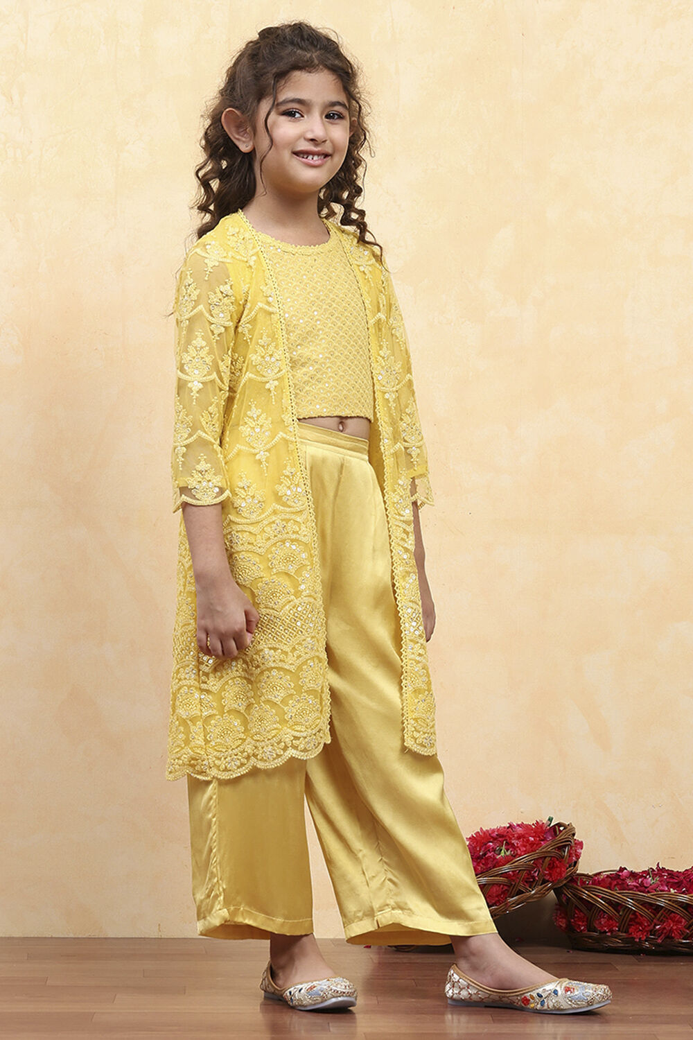 Yellow Viscose Embroidered STRAIGHT 3 Piece Set image number 5