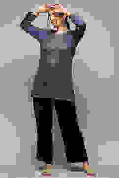 Teal Poly Cotton Straight Printed Kurti image number 0