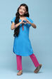 Blue Cotton Straight Solid Kurta Set image number 0