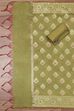 Hot Pink Poly Cotton Banarasi Unstitched Suit Set image number 3