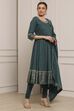 Teal Cotton Printed Anarkali Suit Set image number 5