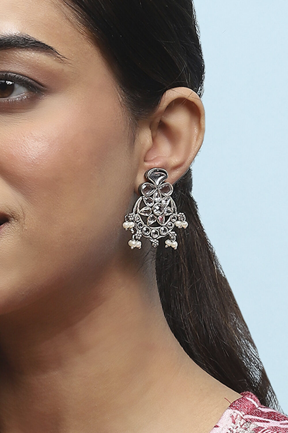 White Pearl Statement Earrings image number 3