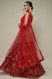 Red Nylon Embroidered Lehenga Set image number 4