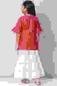 Red Art Silk Straight Kurta Sharara Suit Set image number 4