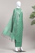 Green Black Poly Cotton Banarasi Unstitched Suit Set image number 4