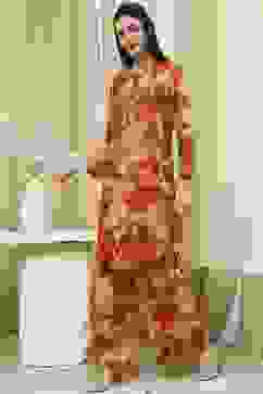 Orange Printed Straight Co-ord Set image number 3