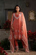 Burnt Orange Embroidered Organza Kalidar Suit Set image number 6