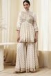 Ivory Georgette Embroidered Peplum Suit Set image number 7
