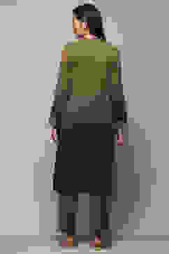 Teal Green Polyester Straight Yarndyed 2 Piece Set image number 4