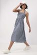 Indigo Cotton Ethnic Motif Printed Halter Midi Dress