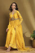 Yellow Silk Chanderi Embroidered Anarkali Suit Set image number 0