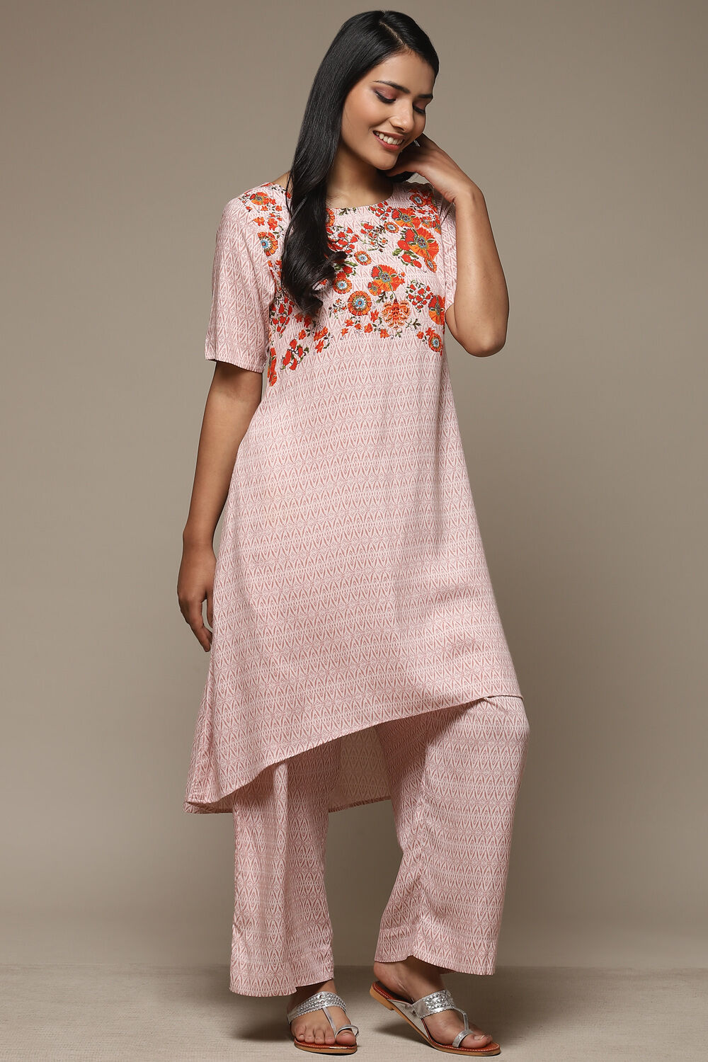 Indigo Rayon Asymmetric Kurta Palazzo 2 Piece Set image number 0