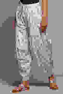 White Blue Cotton Printed Relaxed Salwar image number 2