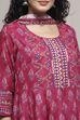 Magenta Cotton Printed Anarkali Suit Set image number 1