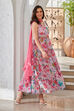 Pink Floral Printed Tiered Anarkali Kurta image number 5