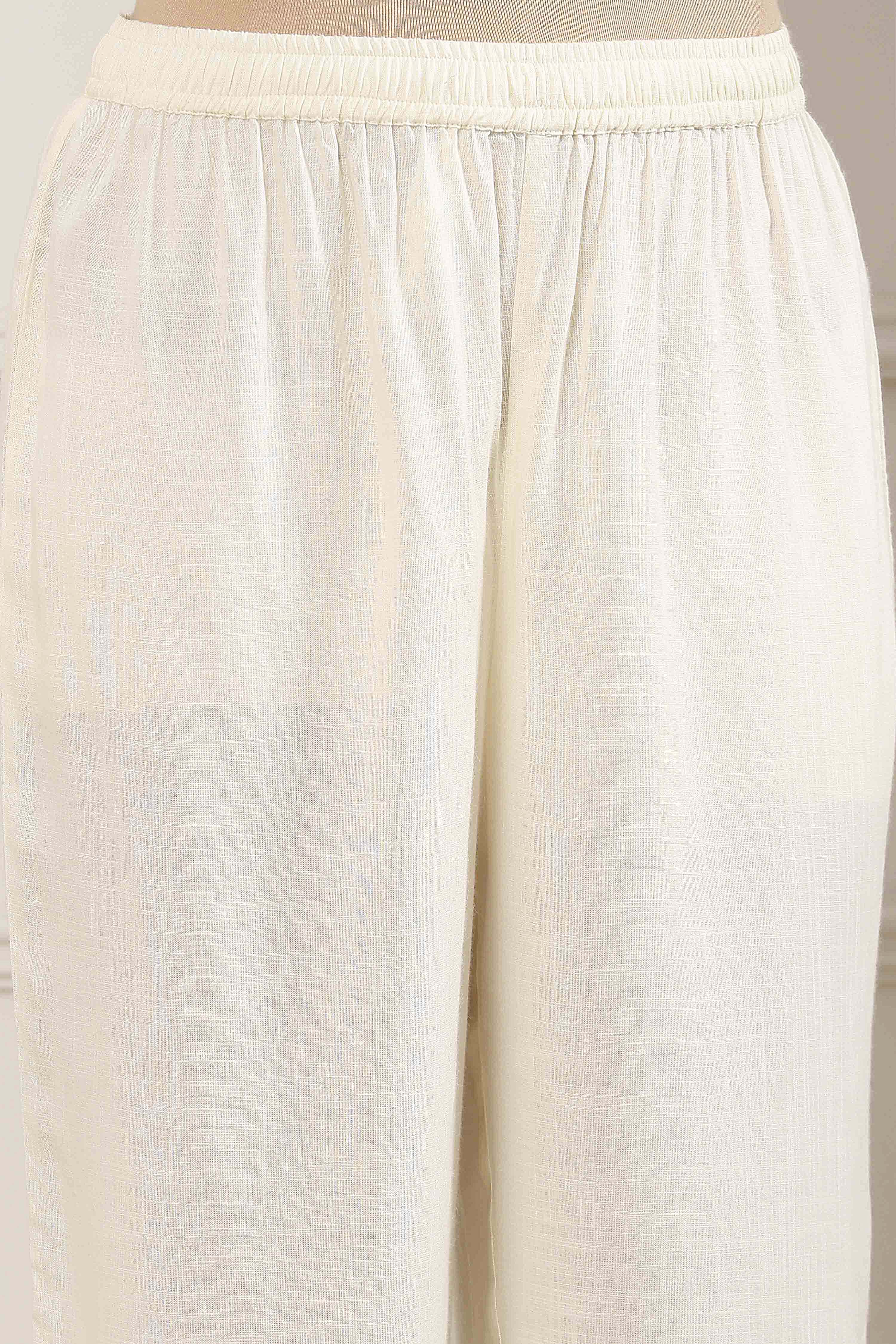 Beige Cotton Floral Printed Straight Kurta Set image number 2