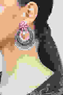 Oxidised Peach Alloy Earrings image number 1